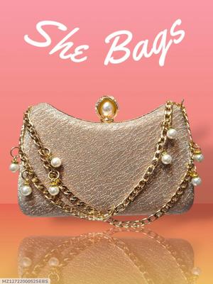 Elegant Women's Golden Metal Clutch | Fancy & Formal Evening Bag