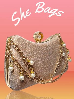 Elegant Women's Golden Metal Clutch | Fancy & Formal Evening Bag