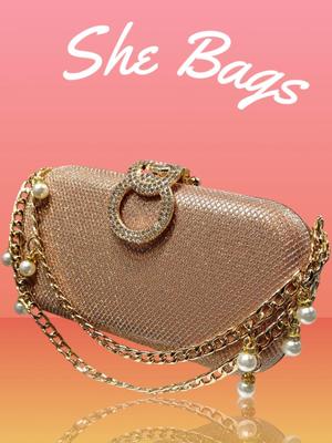 Elegant Women’s Golden Formal & Fancy Metal Clutch – 7” x 4.5”