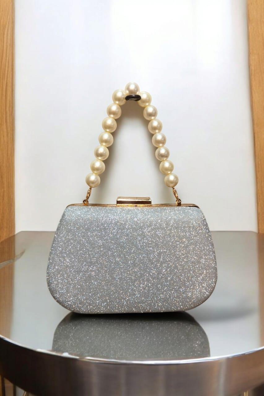 Exquisite Women's Fancy Clutch – Bridal & Wedding Silver-Golden Purse