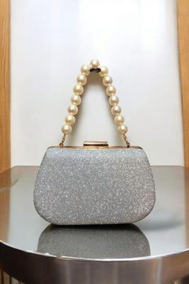 Exquisite Women's Fancy Clutch – Bridal & Wedding Silver-Golden Purse