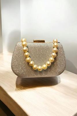 Exquisite Women's Fancy Clutch – Bridal & Wedding Silver-Golden Purse