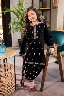 Girls 2 Pcs Cotton Embroidered Kurta & Trouser Set – Premium Stitch