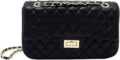 Girl's Black PU Leather Embroidered Shoulder Bag – Stylish & Durable