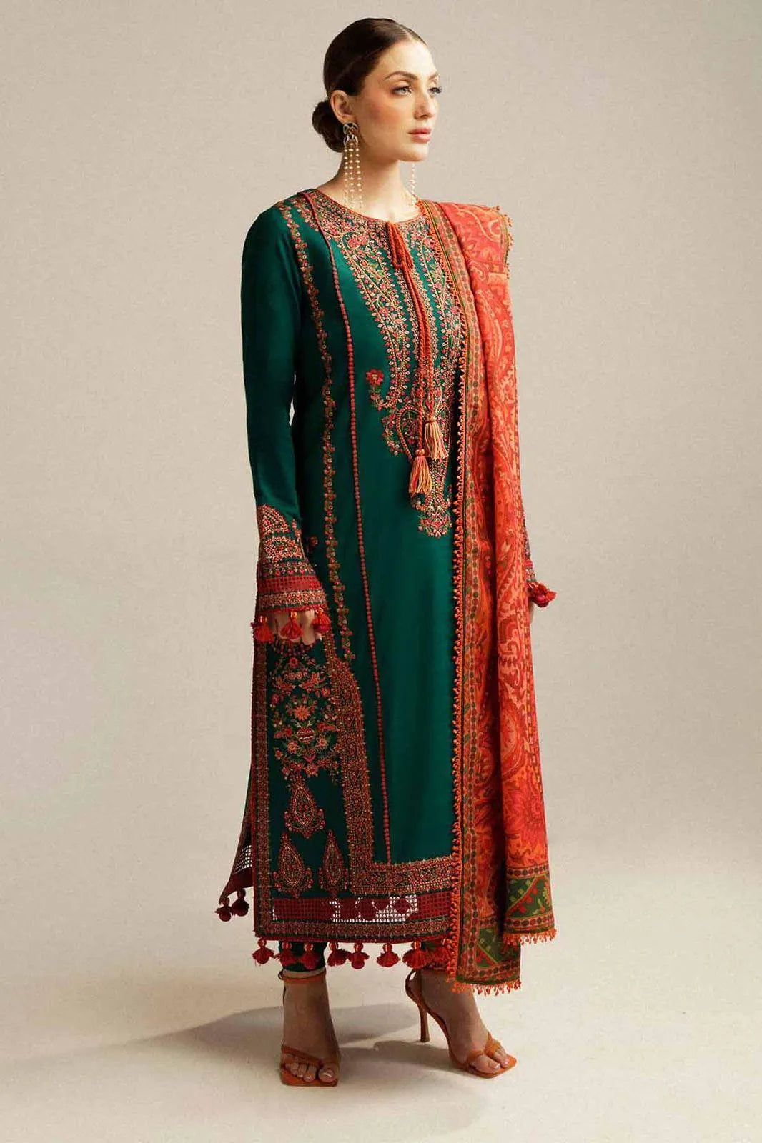 Full Heavy EMB 3PC Unstitched Embroidered Suit