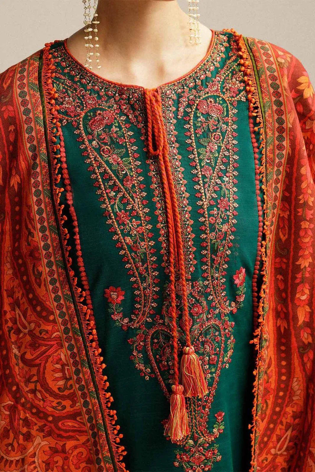 Full Heavy EMB 3PC Unstitched Embroidered Suit