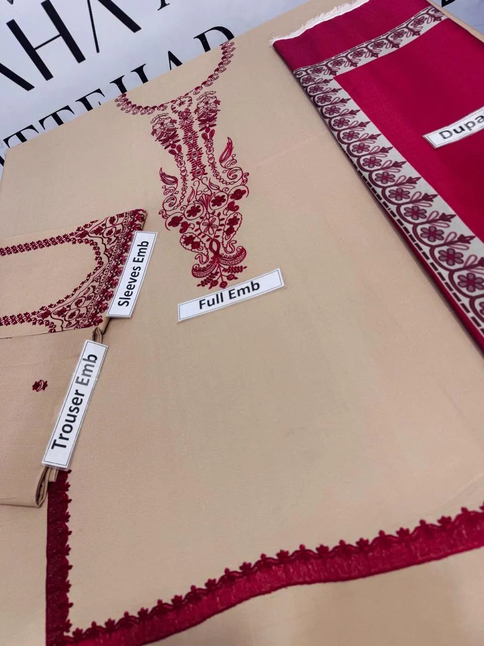 3 Pcs Women's Unstitched Embroidered Suit