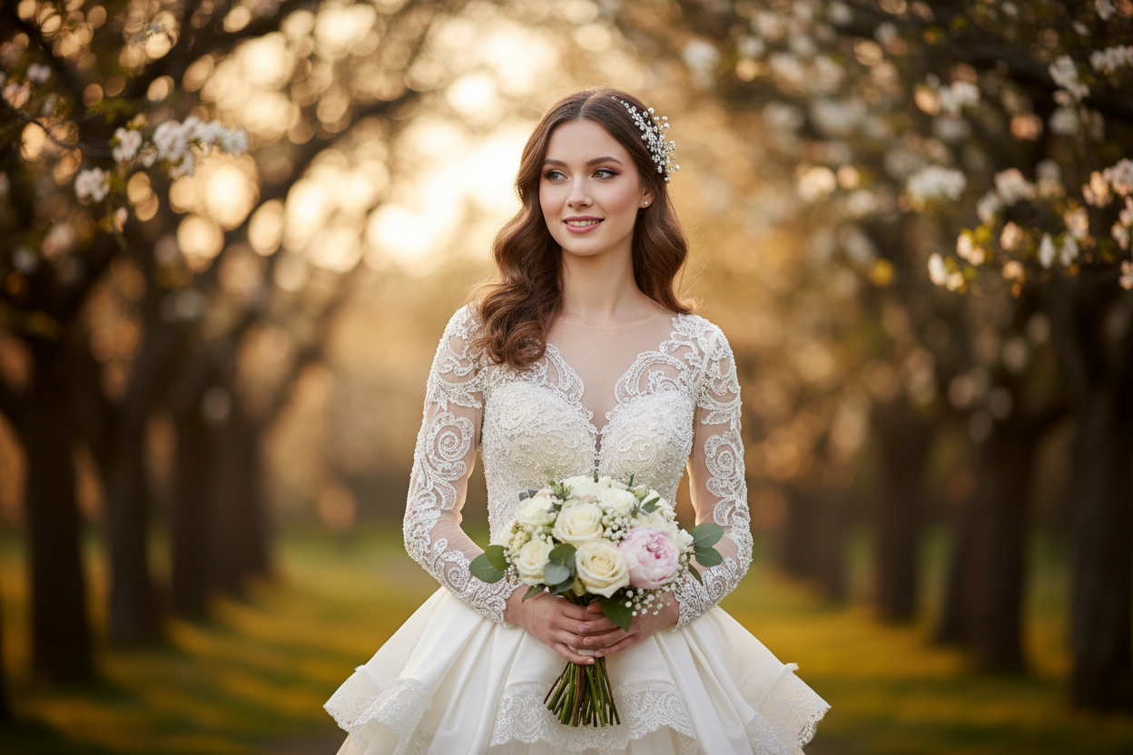 beautiful girl with bridal dress