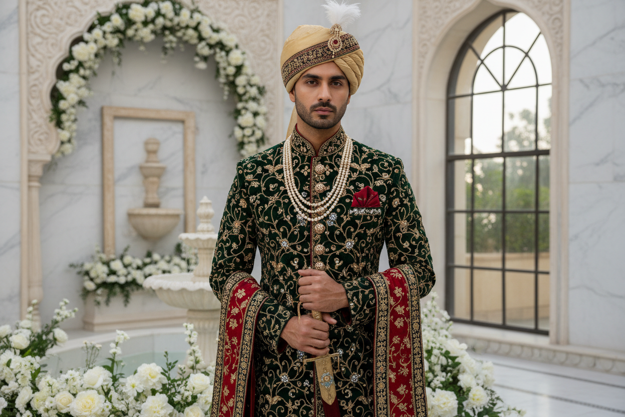 man with bradial dress